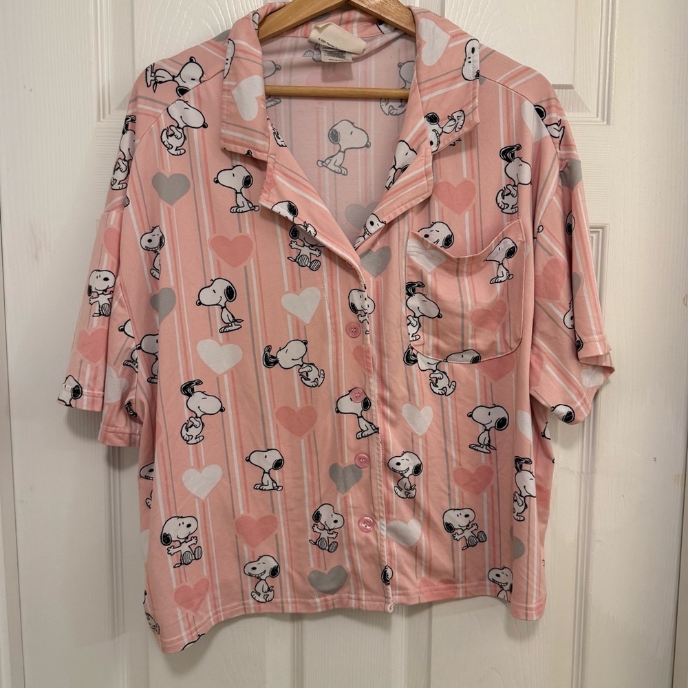 Like New Munki Munki x Peanuts Snoopy Valentine’s Day Hearts 2-piece Pajama Set